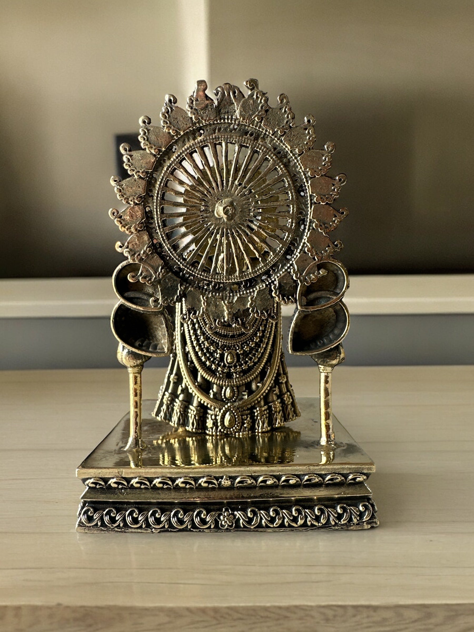 Lord Khatu Shyam Brass Murti | 4.75 inch – Divine Idol Inspired by Khatu, Rajasthan